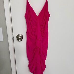 Elegant Pink Draped Women's Dress